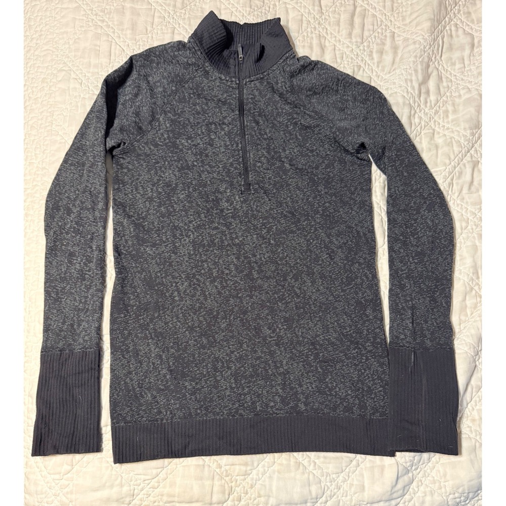 Lululemon Rest Less 1/2 Zip Womens 6 Black Grey Space Dye Pullover Top